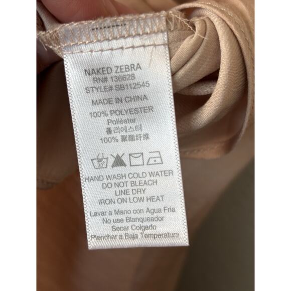 Naked Zebra Women’s Large Blouse Nude Blush Deep V Neck Twist Front Flowy - Picture 6 of 10